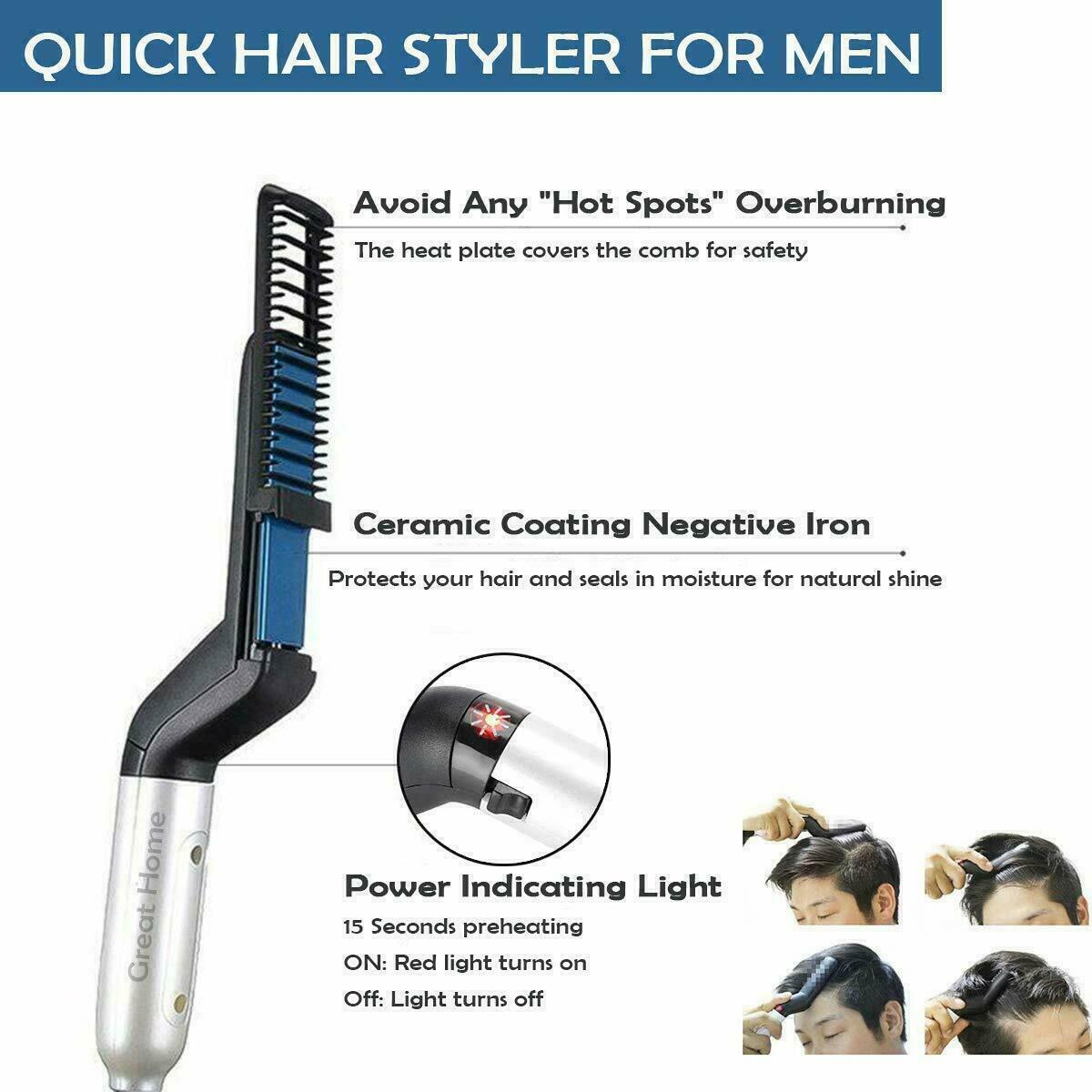 Electric Brush Professional Hair Comb Brush Beard Straightener Hair Curler Fast Heating Styling Tools