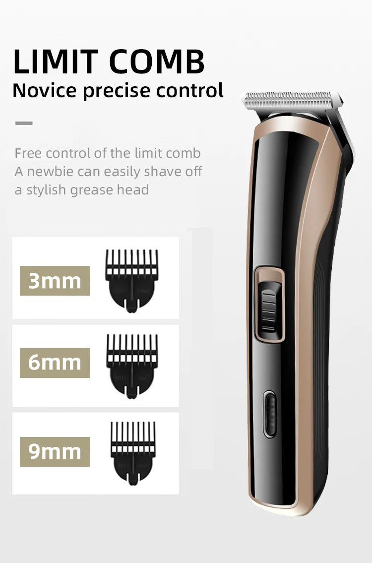 Kemei Waterproof Hair Clipper Rechargeable Electric Barber Trimmer Professional Cordless Hair Cutting Machine For Men KM-418