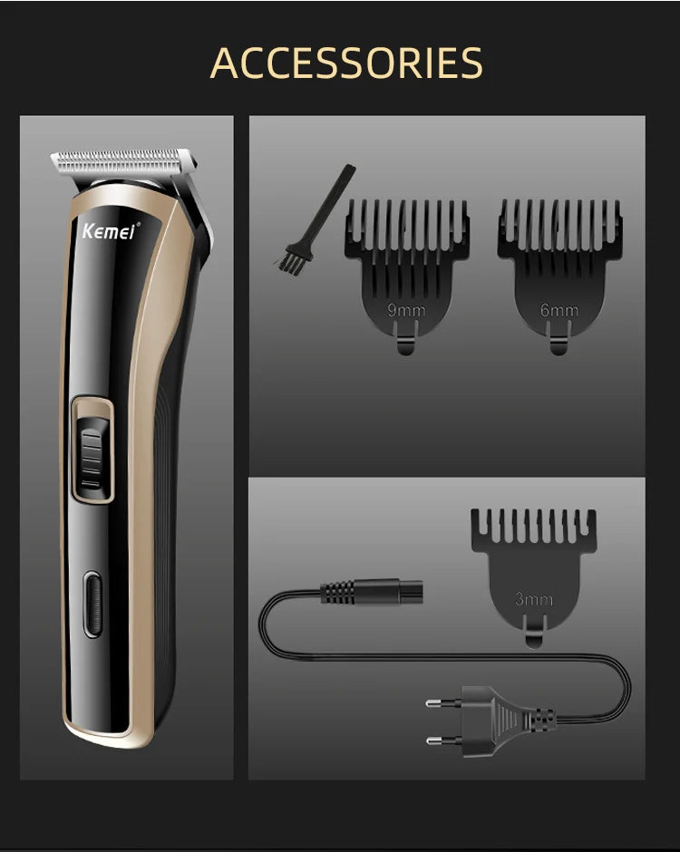 Kemei Waterproof Hair Clipper Rechargeable Electric Barber Trimmer Professional Cordless Hair Cutting Machine For Men KM-418