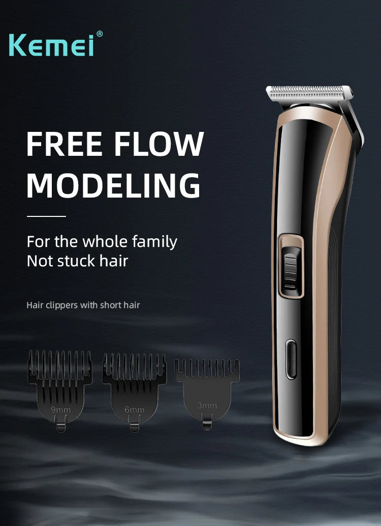 Kemei Waterproof Hair Clipper Rechargeable Electric Barber Trimmer Professional Cordless Hair Cutting Machine For Men KM-418