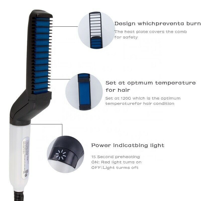 Electric Brush Professional Hair Comb Brush Beard Straightener Hair Curler Fast Heating Styling Tools